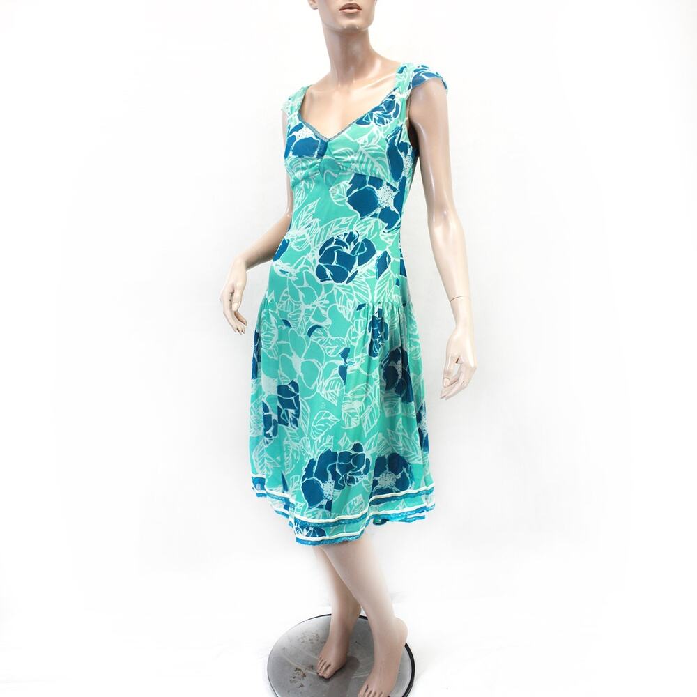 Odille Anthropologie Y2K Fairy 100% Silk floral print dress empire waist size 4